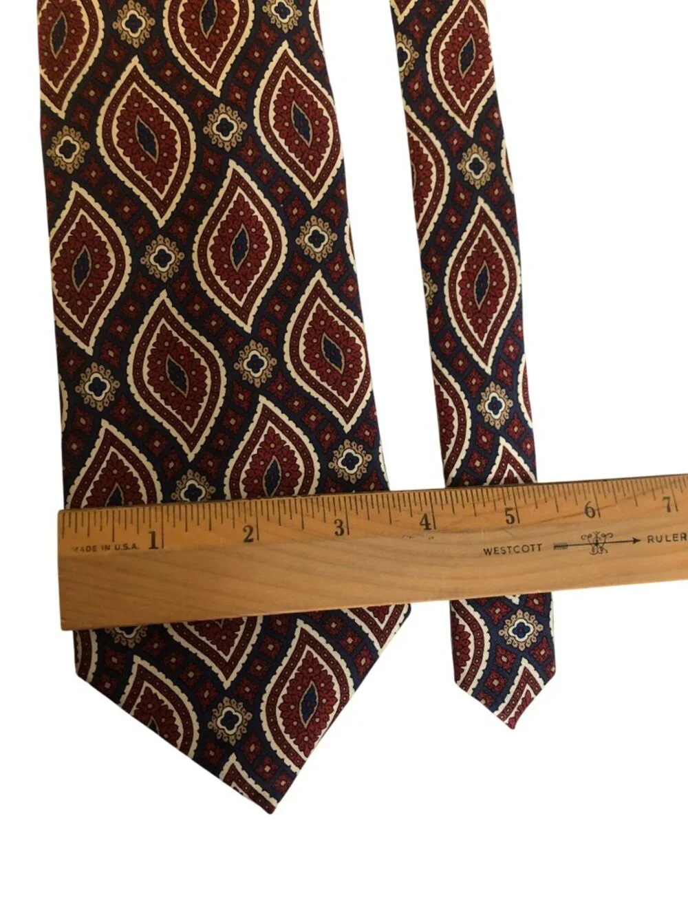 Faconnable Silk Tie Red Blue Paisley Mens Necktie France Office Work Formal Gift